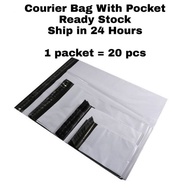 READY STOCK Plastik Pos Laju Postage Flyer Courier Plastic Courier Bag Parcel Bag With Pocket Courie