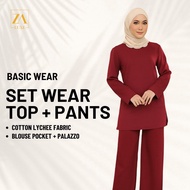 ZOE ARISSA SET MUSLIMAH SET BAJU SELUAR Set Cotton Ironless Murah Baju Set Seluar Plus Size Murah SYAMANDA Set Warda