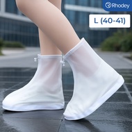 Waterproof Raincoat Shoes Cover PVC with Zipper L 40-41 - Transparent