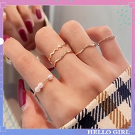 Hello Girl Jewelry 5pcs/set Simple Geometric Shape Pearl Rings for Women Korean Version Ins Personalized Index Finger Ring