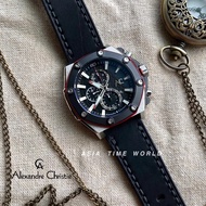 [Original] Alexandre Christie 9601 MCLTBBA Chronograph Men Watch Black Genuine Leather | Official Warranty
