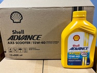 *ยกลัง (12ขวด) น้ำมันเครื่อง รถจักรยานยนต์ เชล shell advance 4T ax5 ax7 10w-30 15w-40 ขนาด 1 ลิตร หร