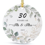 30th Wedding Gift for Parents Couple，Happy 30th Anniversary Ornament 2025 Christmas Hanging，30 Years