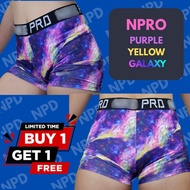 NPD NEW {B1T1} N-PRO PURPLE YELLOW GALAXY SPANDEX CYCLING FOR ALL SPORTS VOLLEYBALL,GYM,YOGA