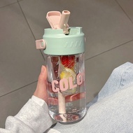 Handle Flower Tea Cup Large-Capacity Water Cup Girls High-Value Portable Sports Scale Straw Cup Stud