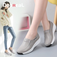 DOSREAL Women Wedges Loafers On Sale Korean Style Leather Slip On Shoes Flats Platfrom For Women Rub