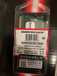 (全新)Kingston PC4-2666 DDR4 CL19 260-Pin ECC SODIMM 16GB（單條） (KSM26SED8/16HD)