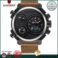 Original KADEMAN K156 Men Watches New Luxury LCD Display Leather Wristwatches 3ATM Digital Quartz Sport Watch