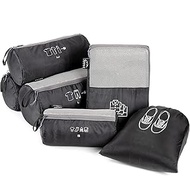 TriPole Organizer Packs - Cylindrical Shaped for Rucksacks - Set of 6 | Shirt Bag | Black