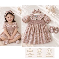 SMOCKED DRESS baju pakaian anak bayi perempuan cewek pergi jalan lucu cod owen baby shop ANAIS