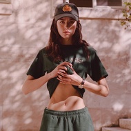 PLT9 25 Summer North American Letter Printed Cotton Round Neck Green Ladies Short-Sleeved Sports T-S