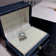 AIFEI JEWELRY Pendant Bell Silver Women For Accessories Necklace 925 Moonstone Chain Korean Fashion 純銀項鏈 Sterling Leher Perak Rantai Perempuan Original N957
