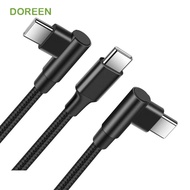 DOREEN 90 Degrees Type C Cable, Nylon Braid 90 Degrees PD 60W Quick Charger Cord, Safety Elbow Data 