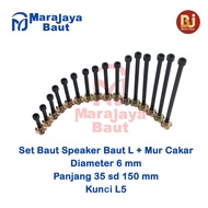 Speaker Bolt Set Black L Bolt + M6 Claw Nut Length 35 to 150 mm