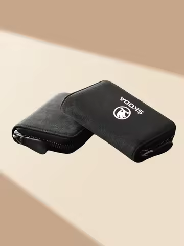 Leather Cards Holders Slot Card Bag key Bag Wallets Portable Zipper Coin Pouch for Skoda Virs RS Oct