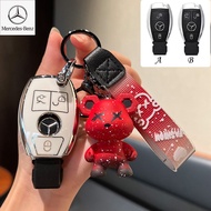 Mercedes-Benz key cover For E C GLS350 S450 GLA200 key case 2/3buttons bear keychain