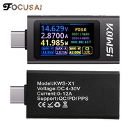 KWS-X1 DC4-30V 0-12a độ nét cao 1.14-inch IPS hiển thị Loại C điện áp và dòng điện phát hiện mét