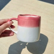 KOREAN WHITELINE MUG ceramic mug cute mug beautiful mug pink mug cute gift ceramic cup ear glass por