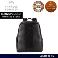 Charles Berkeley ASHFORD Men's Backpack Calf Leather Double Zipper Compartment (KP-18158)