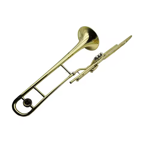 Bb Tone Gold Trombone With Three Pistons Brasswind Musical Instrument For Student School Band Daily 
