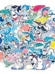 50張/包鯊魚圖案什錦貼紙可愛防水多用途貼紙適用於DIY工藝品、裝飾品、手帳
