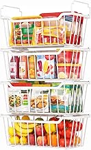 Goovilla Freezer Organizer Bins with Foldable Handle, 4 Pack Stackable Freezer Baskets for 3.5-7 Cu.
