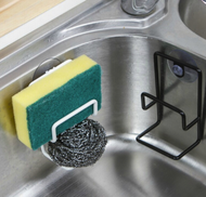 日本暢銷 - 吸盤百潔布架 廚房水槽海綿收納瀝水架掛袋洗碗抹布瀝水籃置物架鐵藝壁掛架