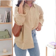 KEMEJA Shirt Wanita linenPOLOS Olivia Shirt street style Cream women's fashion S2X4 latest recommend