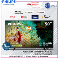 Philips 4k UHD LED 50" Google TV | 50PUT7428/98 | Youtube | Netflix | meWatch | Google Assistant | Dolby Atmos &amp; Dolby Vision | 3 Years warranty