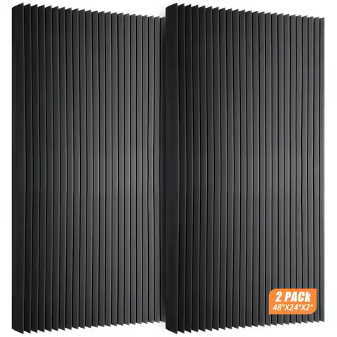 2Pack 48"x24"x2" Wedges Tiles Acoustic Foam High Density Studio Sound Absorption Noise Insulation Pa