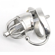 Gold Kinger Men's Stainless Steel Curved Retaining Ring with Catheter Chastity Lock CB6000 Chastity Belt Appliance