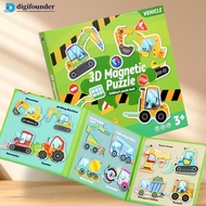 DIGIFOUNDER Montessori Magnetic Jigsaw Puzzles For Kids 3-8 Axolotl Dinosaur Educational Table Game 