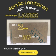 Acrylic Akrilik Lembaran Laser - Custom Persegi tebal 2 mm bening
