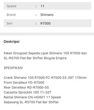 Groupset Shimano 105 R7000 Terbaru 2 X 11 Speed