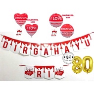 Indonesian Independence Day Decoration Balloon SET for August 17th | Happy Birthday BANNER Decoratio