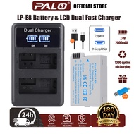 PALO LP-E8 Battery 7.4V 2000mAh & LCD Dual Fast Charger for Canon EOS 550D 600D 650D 700D X4 X5 X6i
