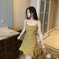 Elpis❤️ Plaid ​Ruffle Dress❣️ 格子绑带收腰吊带荷叶边连衣裙