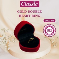 Gold 916 1C Double Heart Ring Cincin (1.00G) Emas 916 Original 戒指