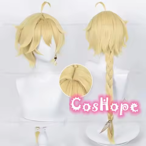 Traveler Aether Cosplay Wig Blond Wig Cosplay Anime Cosplay Wigs Heat Resistant Synthetic Wigs