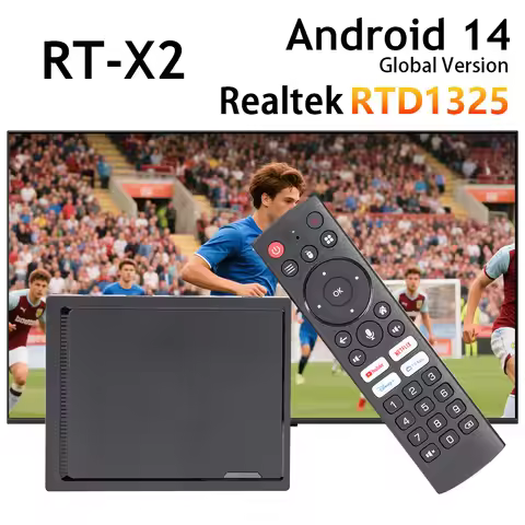 RT-X2 Android 14 TV Box Realtek RTD1325 CPU Support AI-PQ AI-SR Set Top Box Android 14.0 1000M 2T2R 