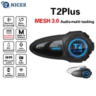 Tnicer T2Plus Motorcycle Bluetooth Intercom MESH 3.0 10-Way Group Talk Music Sharing IP67