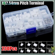 TAMAKO 230Pcs 2.54mm Pitch Terminal, 2p 3p 4p 5pin Male And Female Pin Connector,  4 Value XH2.54 Ho