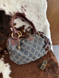 中古包 CELINE 賽琳 經典 深藍牛仔凱旋門老花肩背包