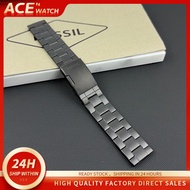 For FOSSIL  22mm 24mm Black stainless steel strap Men's watch accessories Free installation tools match FS4656 FS5586