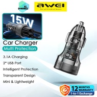 Awei C-833 Smart Car Charger 3.1A Charging Dual Port Pengecas Kereta Awei C833 Car Charger Awei Car 