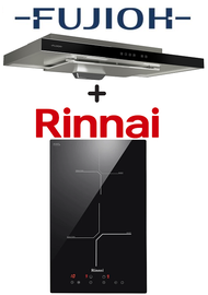 FUJIOH FR-MS1990R 90CM SLIMLINE HOOD WITH TOUCH CONTROL + RINNAI RB-3012H-CB 2 ZONE INDUCTION HOB WITH TOUCH CONTROL