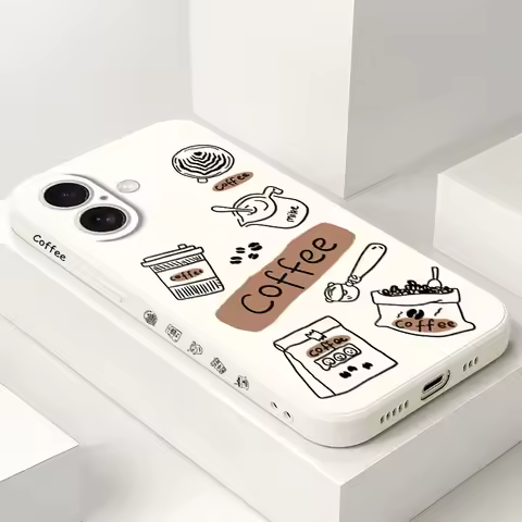Coffee Beans Phone Case For iPhone 17 16 16e 15 14 13 12 11 X XR XS Plus Pro Max Mini Silicone Cover