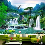 WALLPAPER TERMURAH MOTIF PEGUNUNGAN 3D - WALLPAPER DINDING TERMURAH PEMANDANGAN AIR TERJUN 3d