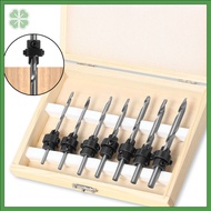 7pcs Countersink Drill Bit Set for Wood, Adjustable Depth Stop Screw Pilot Drill Bit, 1/8–7/32 Inch 