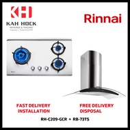 RINNAI RH-C209-GCR CHIMNEY HOOD + RB-73TS 3 BURNER STAINLESS STEEL BUILT-IN HOB BUNDLE